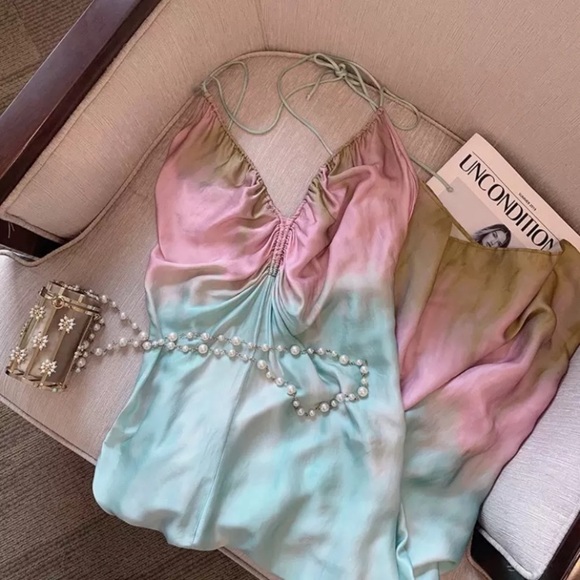 Ombré Tie Dye Sexy Slit Maxi Dress - Picture 4 of 4